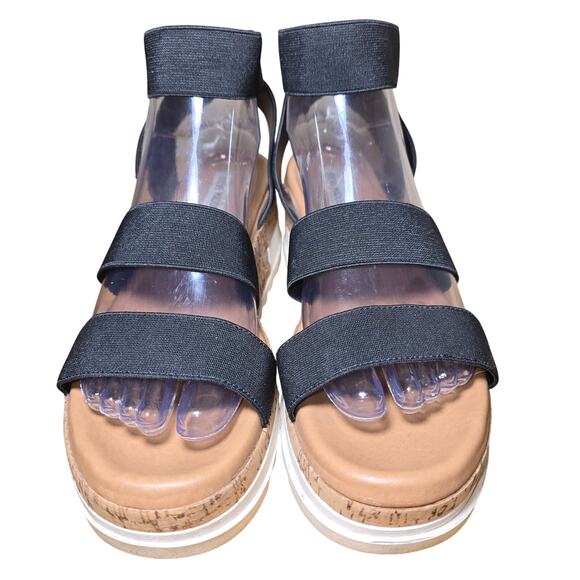 Steve Madden Bandi Sandals Womens Strappy Ankle Strap Wedge Black Fabric 9 M - Picture 3 of 7